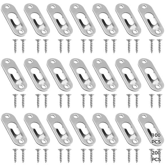Picture Hanging Hooks 100 Pack, Heavy Duty D Ring Hangers with Screws, Professional Frame Mount Hardware Kit, Metal Wall Mount Brackets for Canvas Photos Mirrors