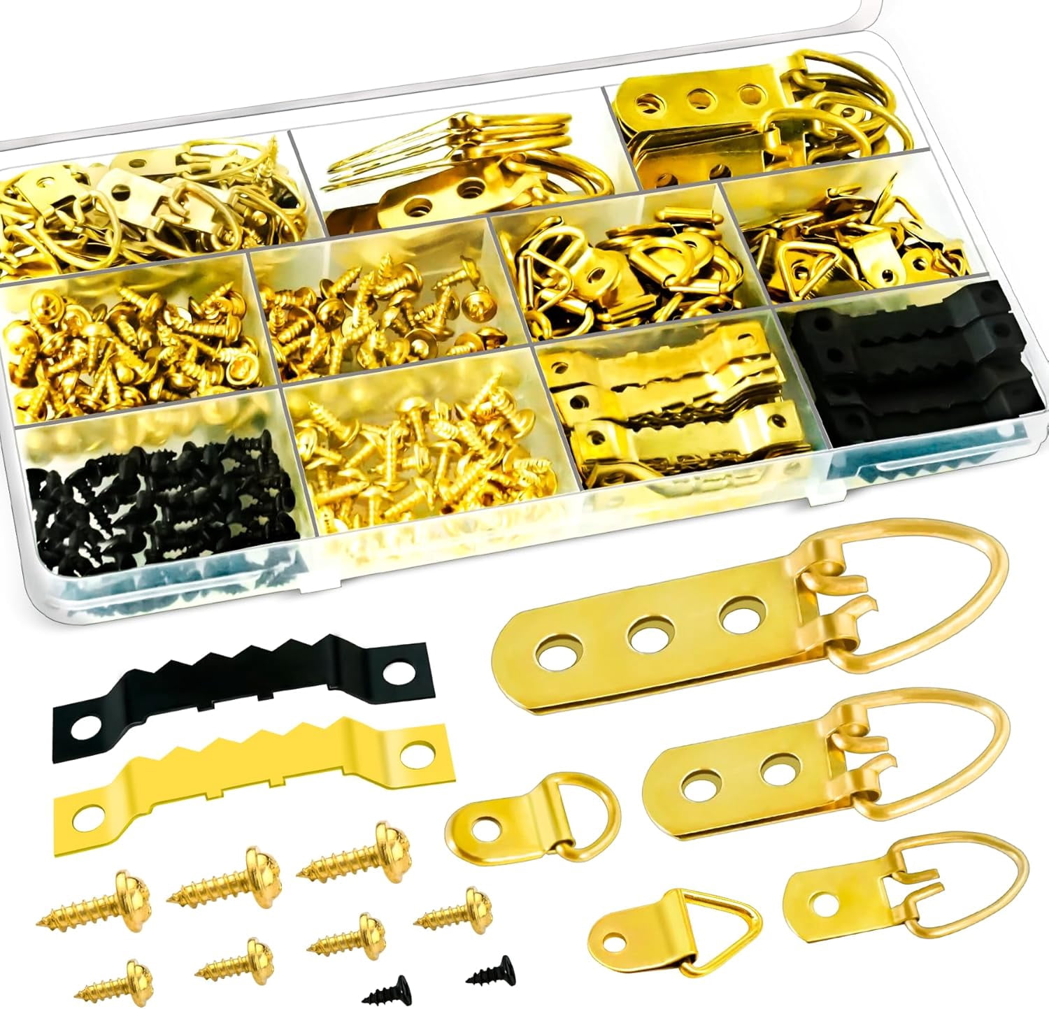 Picture Hanging Kit ,353PCS Picture Hangers Heavy Duty Picture Hanging Hooks with Screws,Sawtooth Hardware for Frames Painting, Art, Photo Mounting