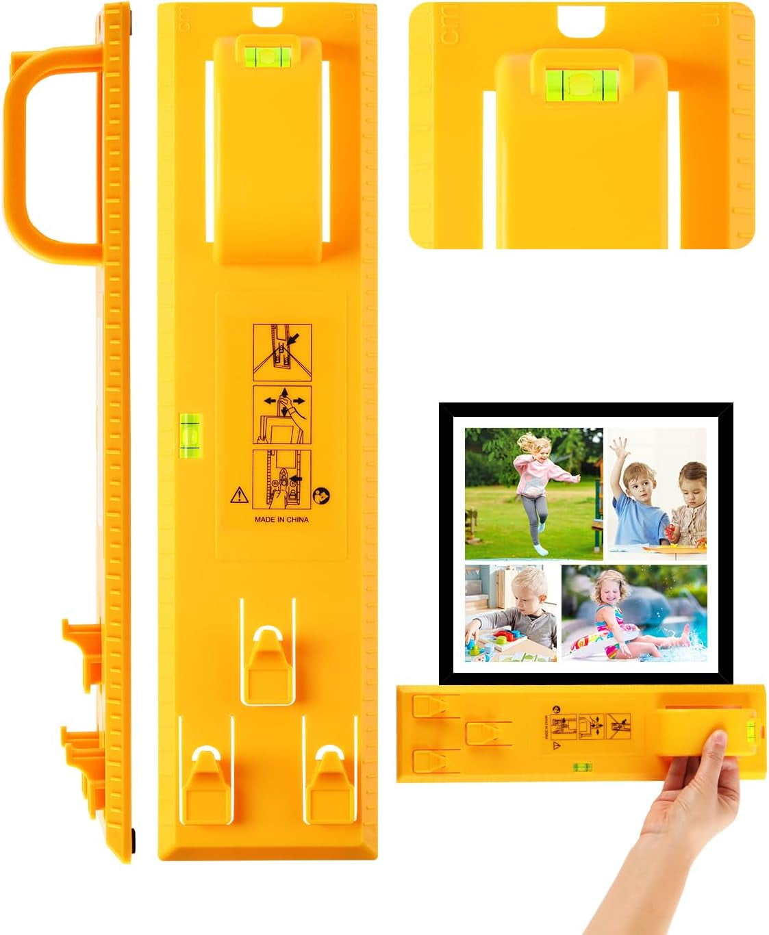 Picture Hanging Kit, Instaframe Picture Hanging Tool with Level for Quick and Precise Position, Hang and Level Wall Hanging Kit for Sawtooth/ Wire Hanger, Photo Frame/ Painting/ Home Decor