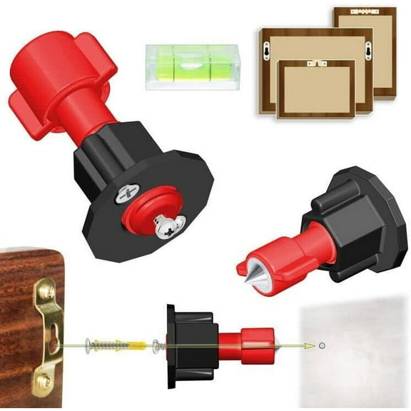 Picture Hanging Marking Dot Tool, Keyhole Slot Marking Tool, Picture Mounting Tool, Wall Marker Hanging Pictures (Red, 2 Pack)