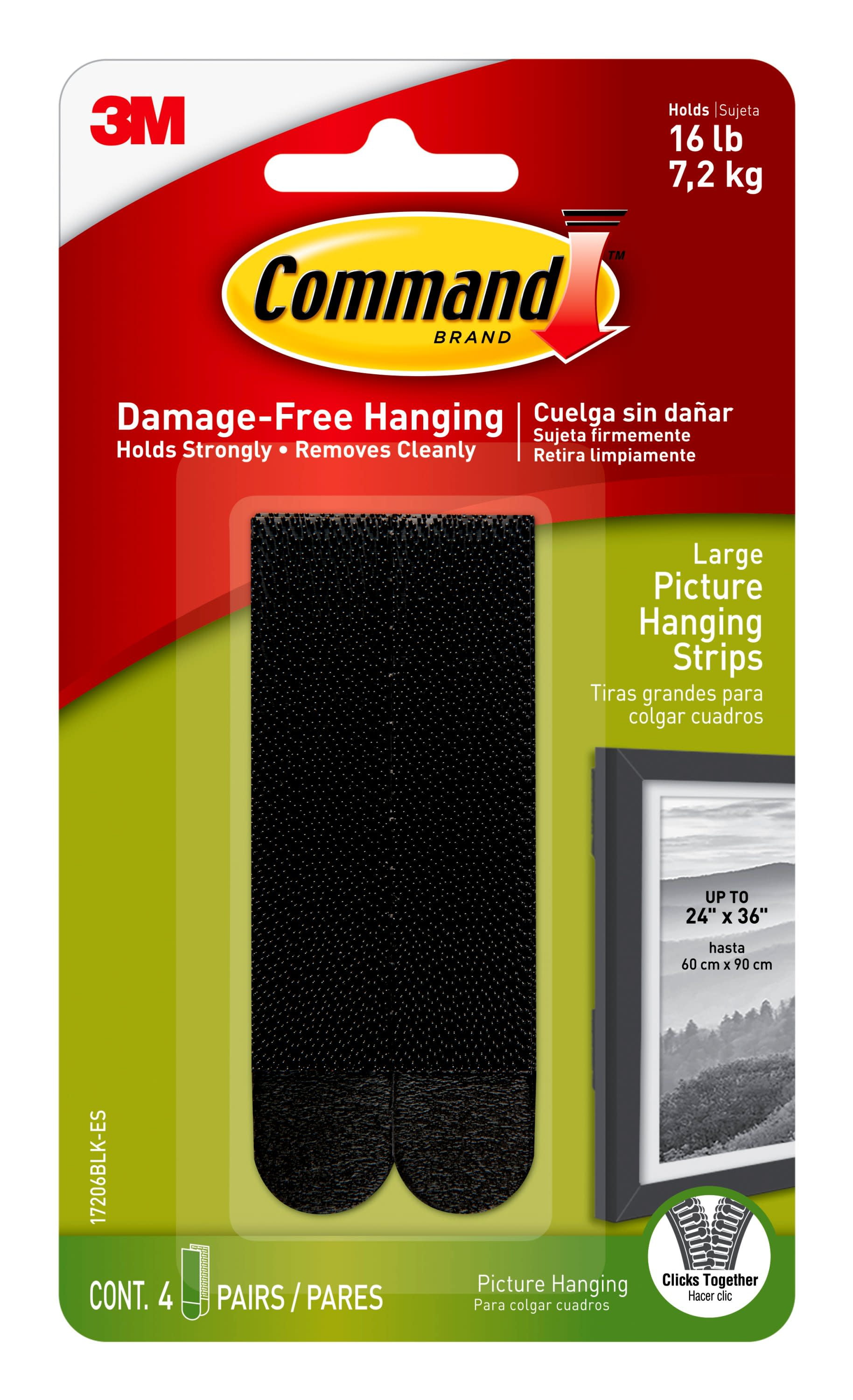 Picture Hanging Strips, Removable, Holds Up To 4 Lbs Per Pair, 0.75 X 3.65, Black, 4 Pairs/pack | Bundle of 5 Packs