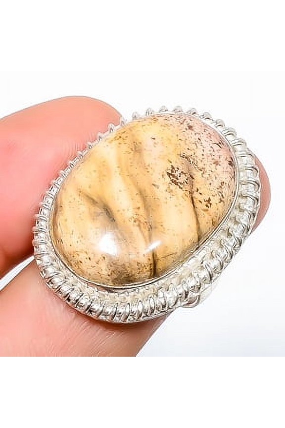 Picture Jasper - Oregon 925 Sterling Silver Handmade Ring s.7.5 TR7508-1031, Gemstone Jewelry, Birthday Gift, Christmas Gift