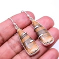 thumbnail image 1 of Picture Jasper -Oregon Designer Handmade 925 Sterling Silver Earring 1.76", Brown Picture Jasper Earring E_8013_344_68, 1 of 2