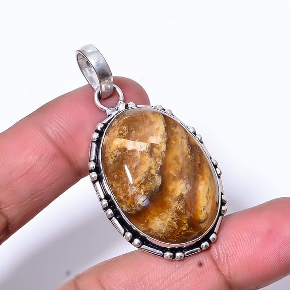 Picture Jasper - Oregon Designer Handmade 925 Sterling Silver Pendant 1.95" P17