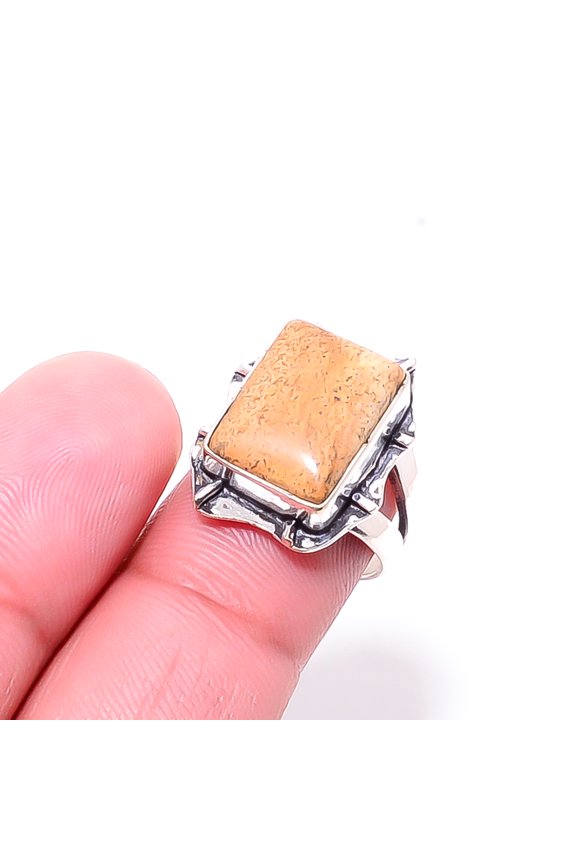 Picture Jasper - Oregon Designer Handmade 925 Sterling Silver Ring S.5.5 R28