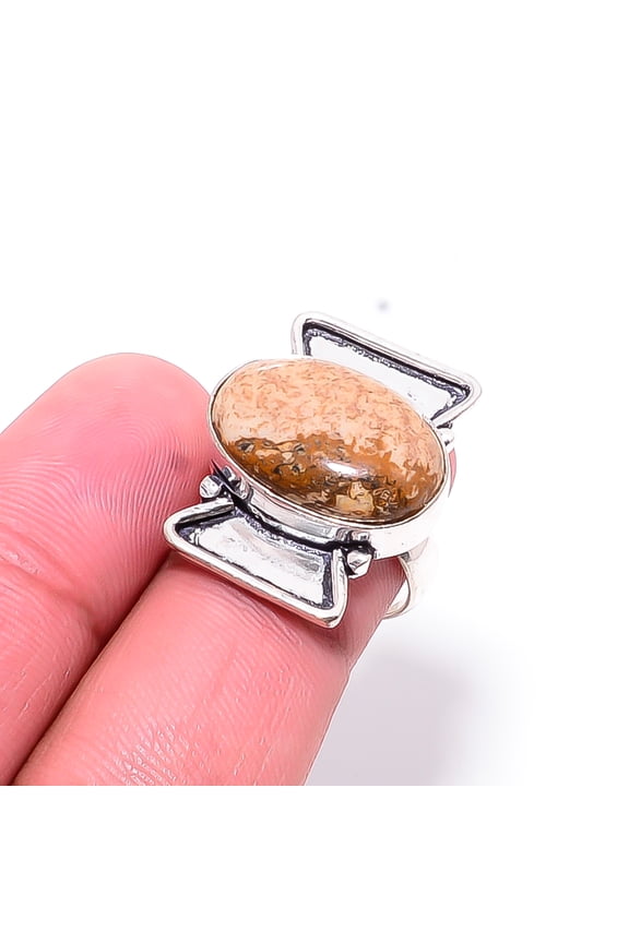 Picture Jasper - Oregon Designer Handmade 925 Sterling Silver Ring S.6.5 R17