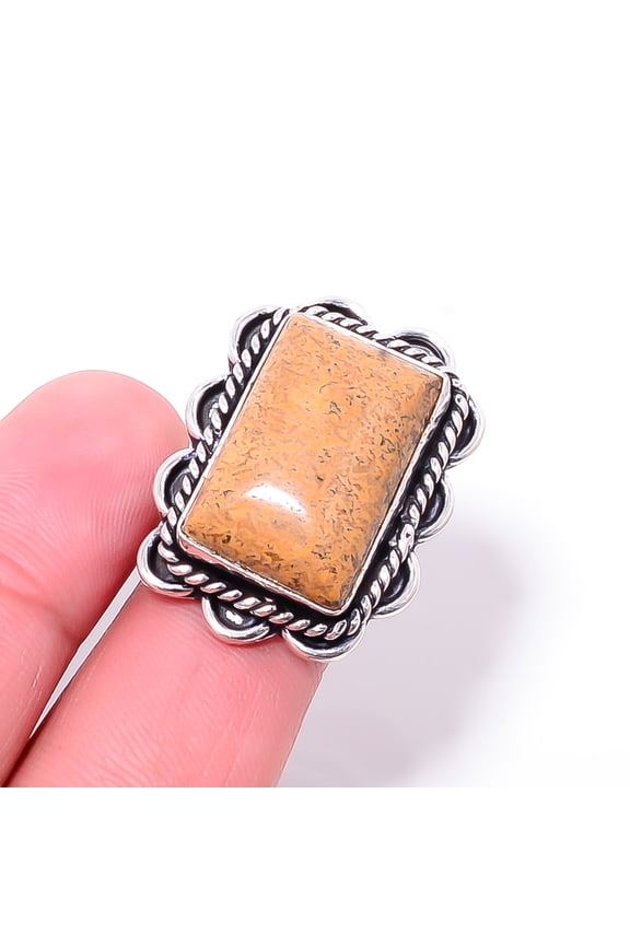 Picture Jasper - Oregon Designer Handmade 925 Sterling Silver Ring S.6.5 R18