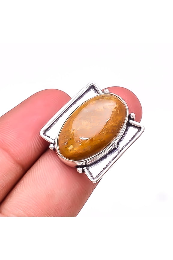 Picture Jasper - Oregon Designer Handmade 925 Sterling Silver Ring S.6.5 R21