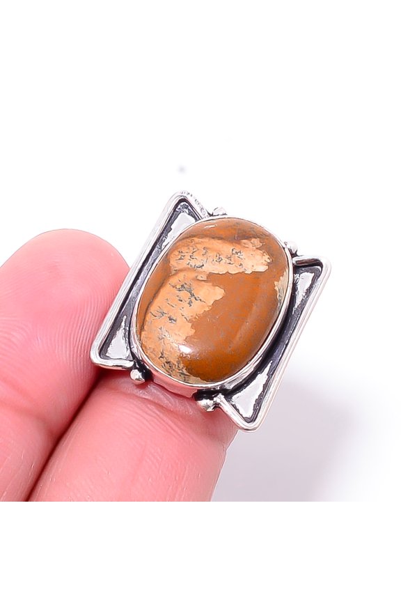 Picture Jasper - Oregon Designer Handmade 925 Sterling Silver Ring S.6 R2