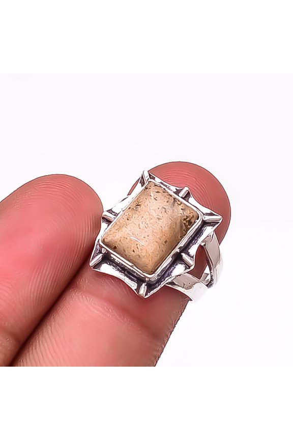 Picture Jasper - Oregon Designer Handmade 925 Sterling Silver Ring S.6 R34