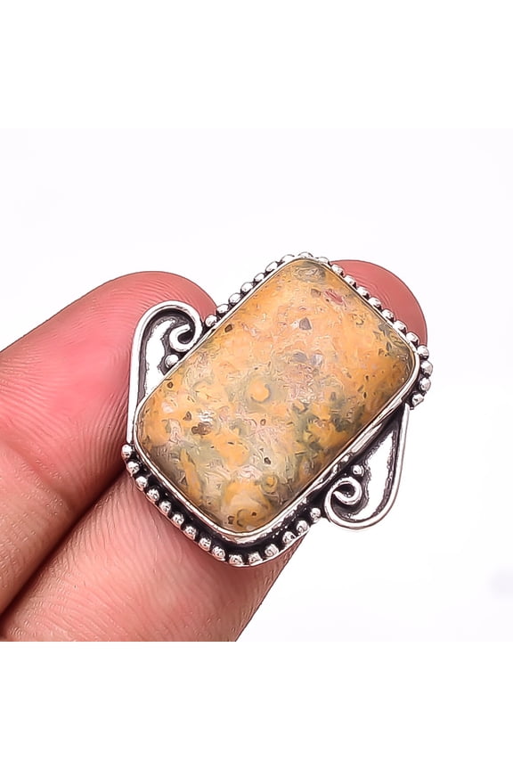 Picture Jasper - Oregon Designer Handmade 925 Sterling Silver Ring S.7.5 R13320