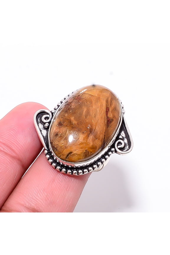 Picture Jasper - Oregon Designer Handmade 925 Sterling Silver Ring S.7.5 R17