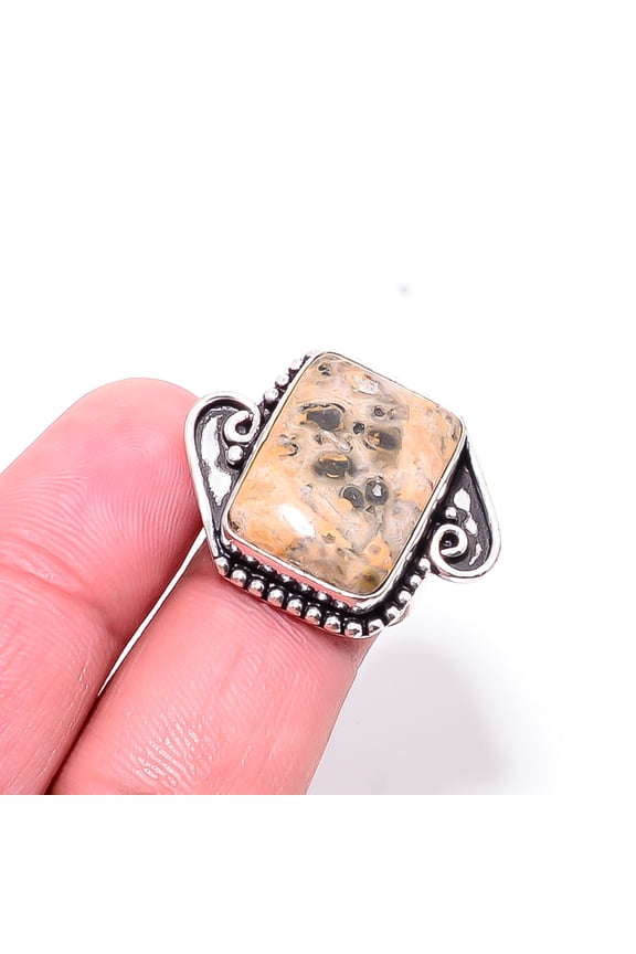 Picture Jasper - Oregon Designer Handmade 925 Sterling Silver Ring S.7.5 R18