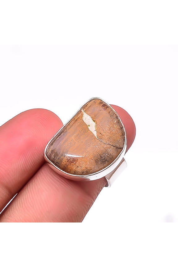 Picture Jasper - Oregon Designer Handmade 925 Sterling Silver Ring S.7.5 R6