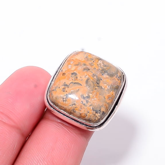 Picture Jasper - Oregon Designer Handmade 925 Sterling Silver Ring S.7 R10383
