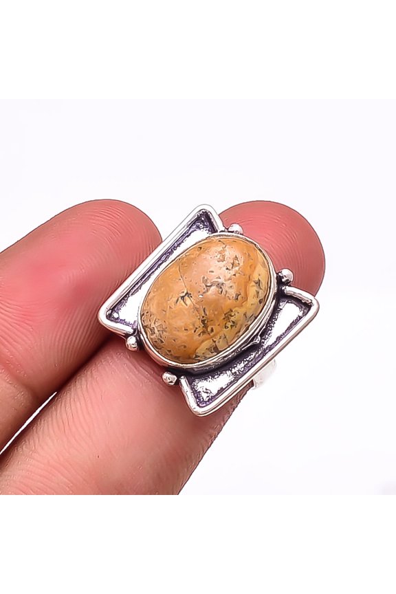 Picture Jasper - Oregon Designer Handmade 925 Sterling Silver Ring S.7 R18425