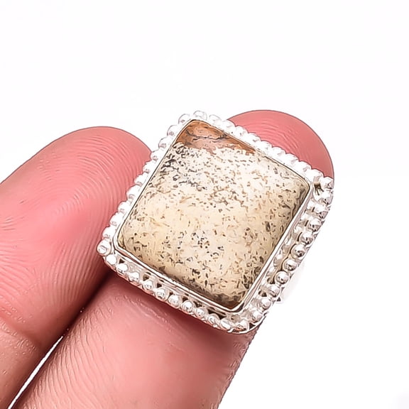 Picture Jasper - Oregon Designer Handmade 925 Sterling Silver Ring S.7 R20340