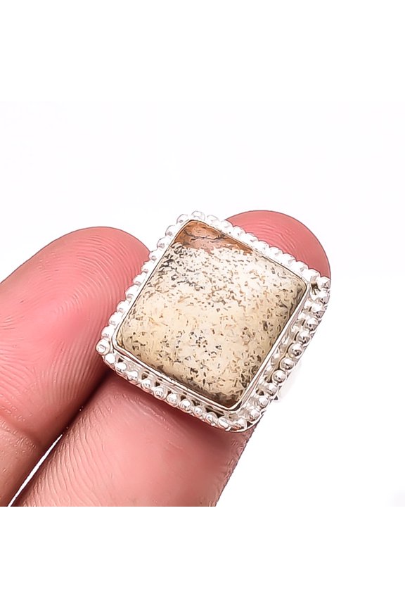 Picture Jasper - Oregon Designer Handmade 925 Sterling Silver Ring S.7 R20340