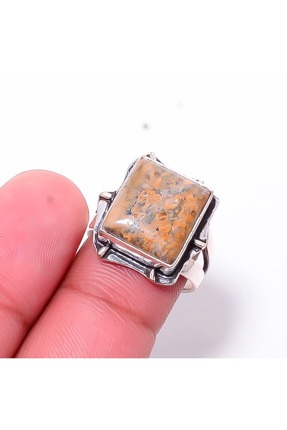 Picture Jasper - Oregon Designer Handmade 925 Sterling Silver Ring S.7 R21