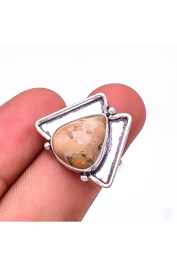 Picture Jasper - Oregon Designer Handmade 925 Sterling Silver Ring S.7 R27