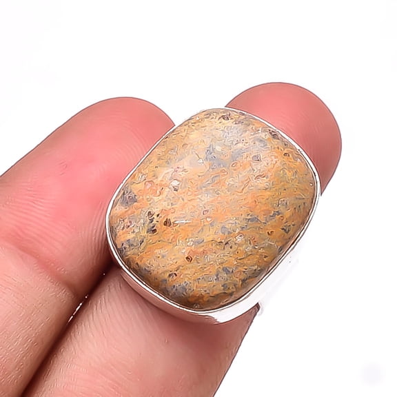 Picture Jasper - Oregon Designer Handmade 925 Sterling Silver Ring S.7 R28347