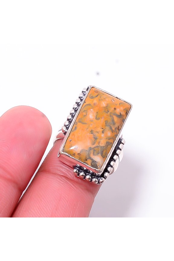 Picture Jasper - Oregon Designer Handmade 925 Sterling Silver Ring S.7 R28397