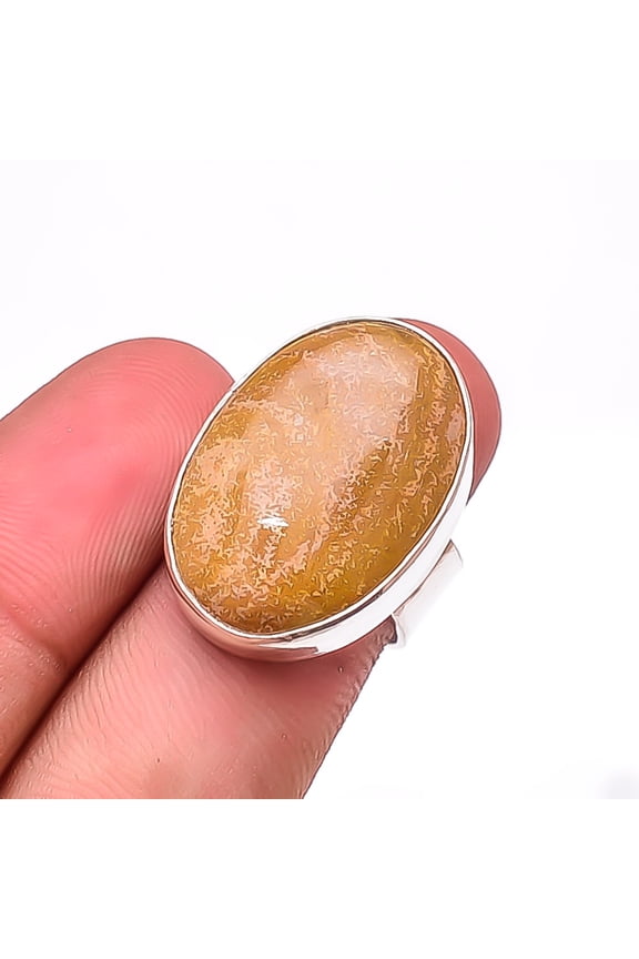 Picture Jasper - Oregon Designer Handmade 925 Sterling Silver Ring S.7 R35