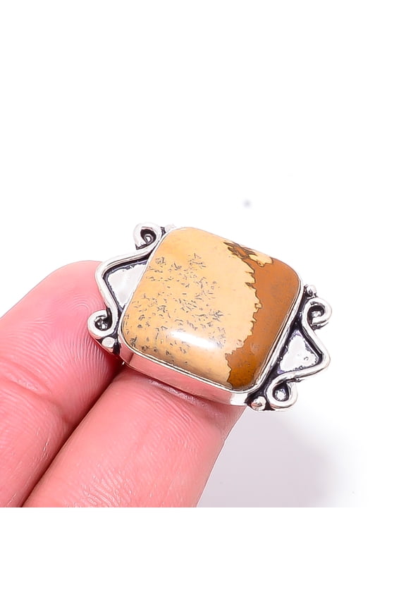 Picture Jasper - Oregon Designer Handmade 925 Sterling Silver Ring S.7 R5575