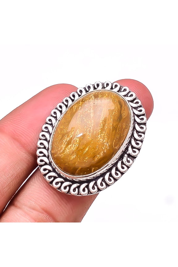 Picture Jasper - Oregon Designer Handmade 925 Sterling Silver Ring S.7 R7586