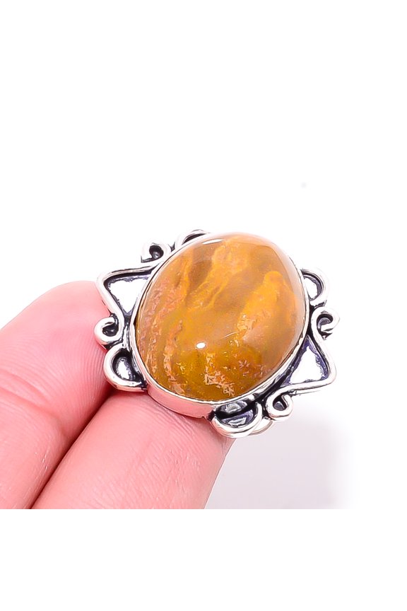 Picture Jasper - Oregon Designer Handmade 925 Sterling Silver Ring S.8.5 R1