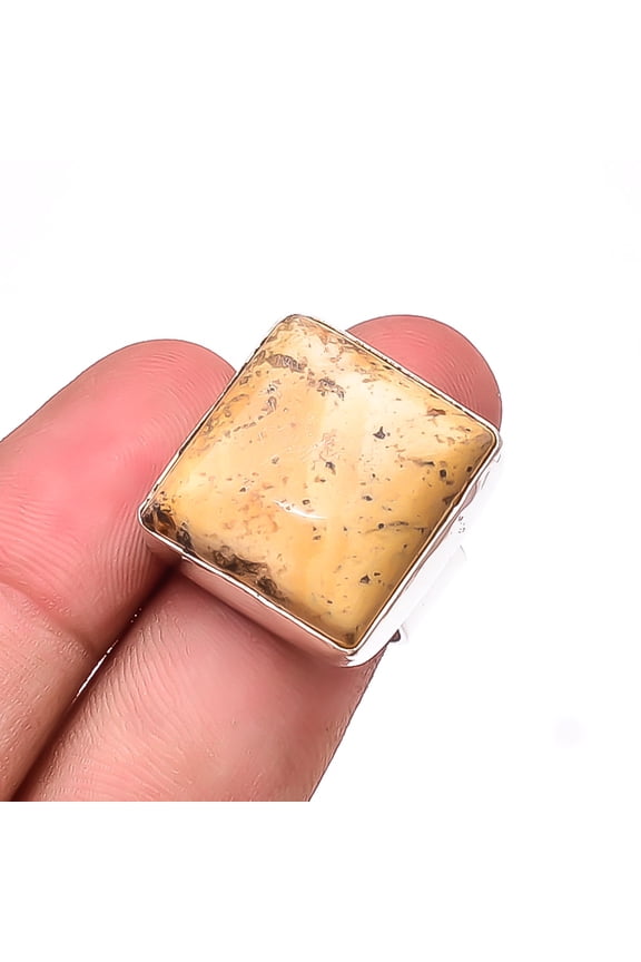 Picture Jasper - Oregon Designer Handmade 925 Sterling Silver Ring S.8 R14345