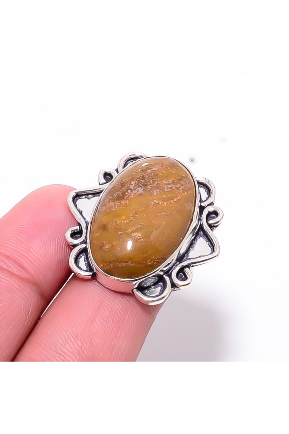 Picture Jasper - Oregon Designer Handmade 925 Sterling Silver Ring S.8 R7518