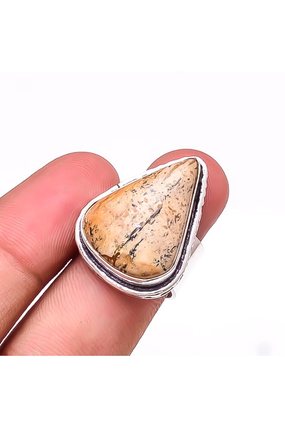 Picture Jasper - Oregon Designer Handmade 925 Sterling Silver Ring S.8 R7584