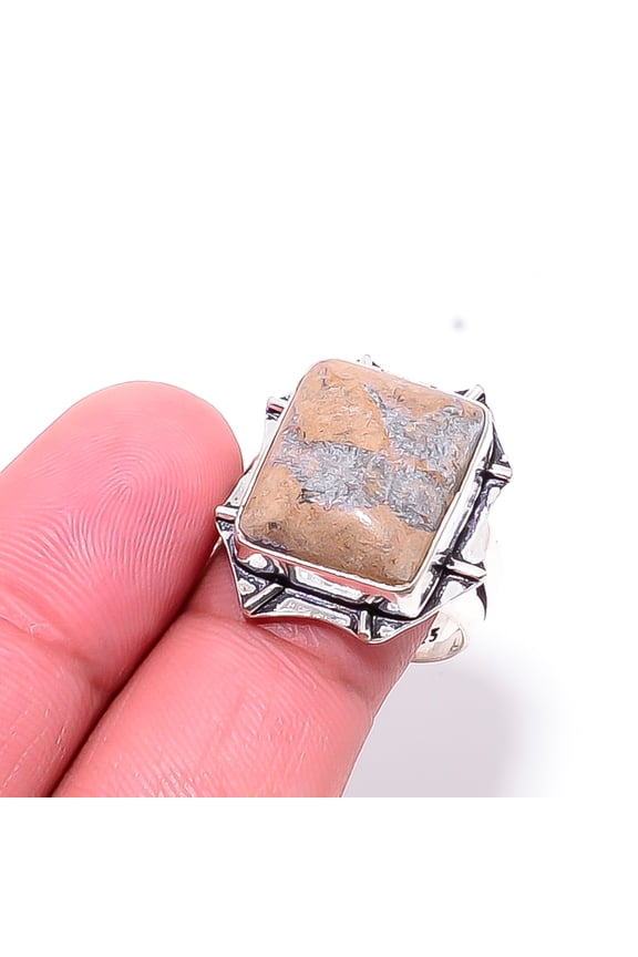 Picture Jasper - Oregon Designer Handmade 925 Sterling Silver Ring S.9.5 R25