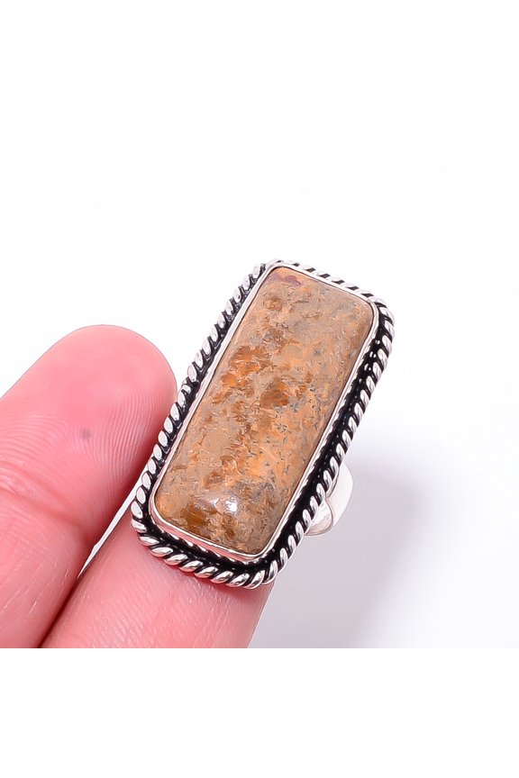 Picture Jasper - Oregon Designer Handmade 925 Sterling Silver Ring S.9 R24410