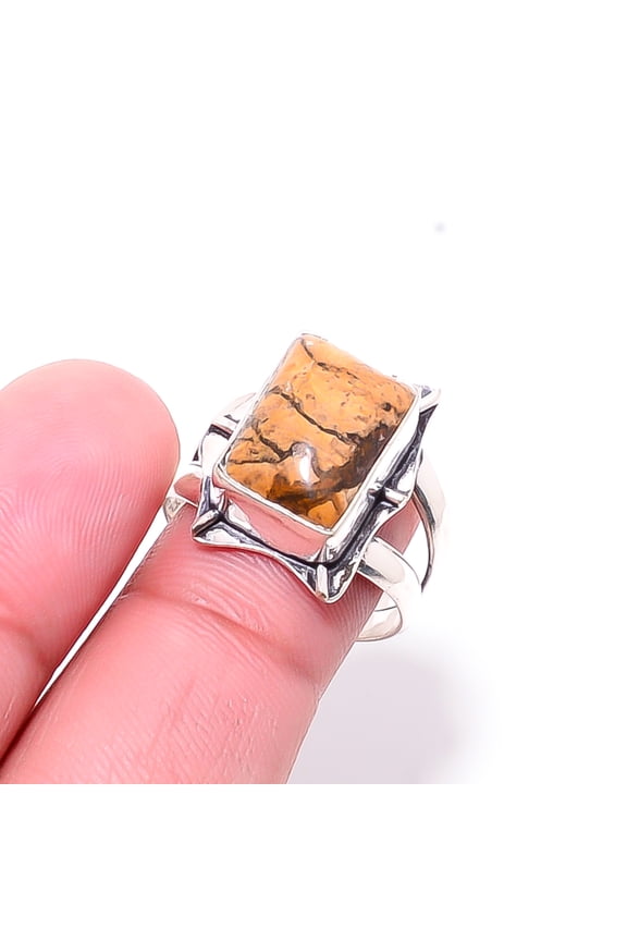 Picture Jasper - Oregon Designer Handmade 925 Sterling Silver Ring S.9 R25450