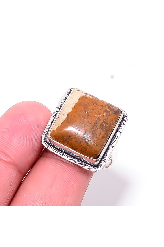 Picture Jasper - Oregon Designer Handmade 925 Sterling Silver Ring S.9 R8578