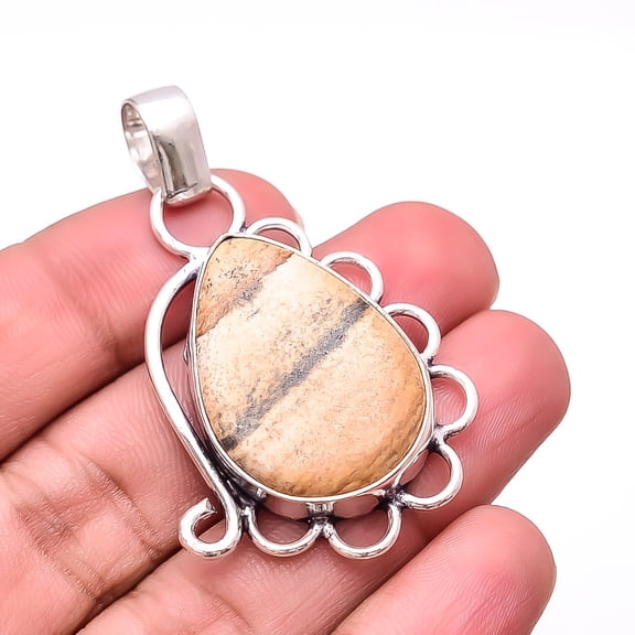 Picture Jasper - Oregon Handmade 925 Sterling Silver Pendant 1.95" P16117