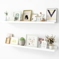 thumbnail image 1 of Picture Ledge Shelf, Wood Floating Shelves Set of 2, 36 inch Picture Ledge Shelves, Photo Ledge Nursery Book Shelves Wall Mounted for Living Room Kids' Room Bedroom, Color White, 1 of 14