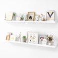 thumbnail image 1 of Picture Ledge Shelf, Wood Long Floating Shelves for Wall, Set of 2, 48 inch Picture Ledge Shelves, Photo Ledge Nursery Book Shelves Wall Mounted for Living Room Kids' Room Bedroom, Color White, 1 of 14