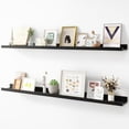thumbnail image 1 of Picture Ledge Shelf, Wood Long Floating Shelves for Wall, Set of 2, 48 inch Picture Ledge Shelves, Photo Ledge Nursery Book Shelves Wall Mounted for Living Room Kids' Room Bedroom, Color Black, 1 of 14