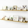 thumbnail image 1 of Picture Ledge Shelf, Wood Long Floating Shelves for Wall, Set of 2, 48 inch Picture Ledge Shelves, Photo Ledge Nursery Book Shelves Wall Mounted for Living Room Kids' Room Bedroom, Color Oak, 1 of 7
