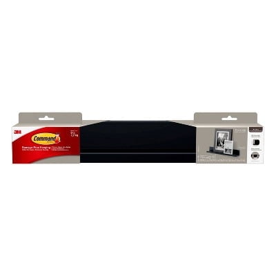 Picture Ledge, Slate, 1 Ledge, 10 Strips: Floating Wall Shelf, Plastic, 5lb Capacity, No Assembly Required