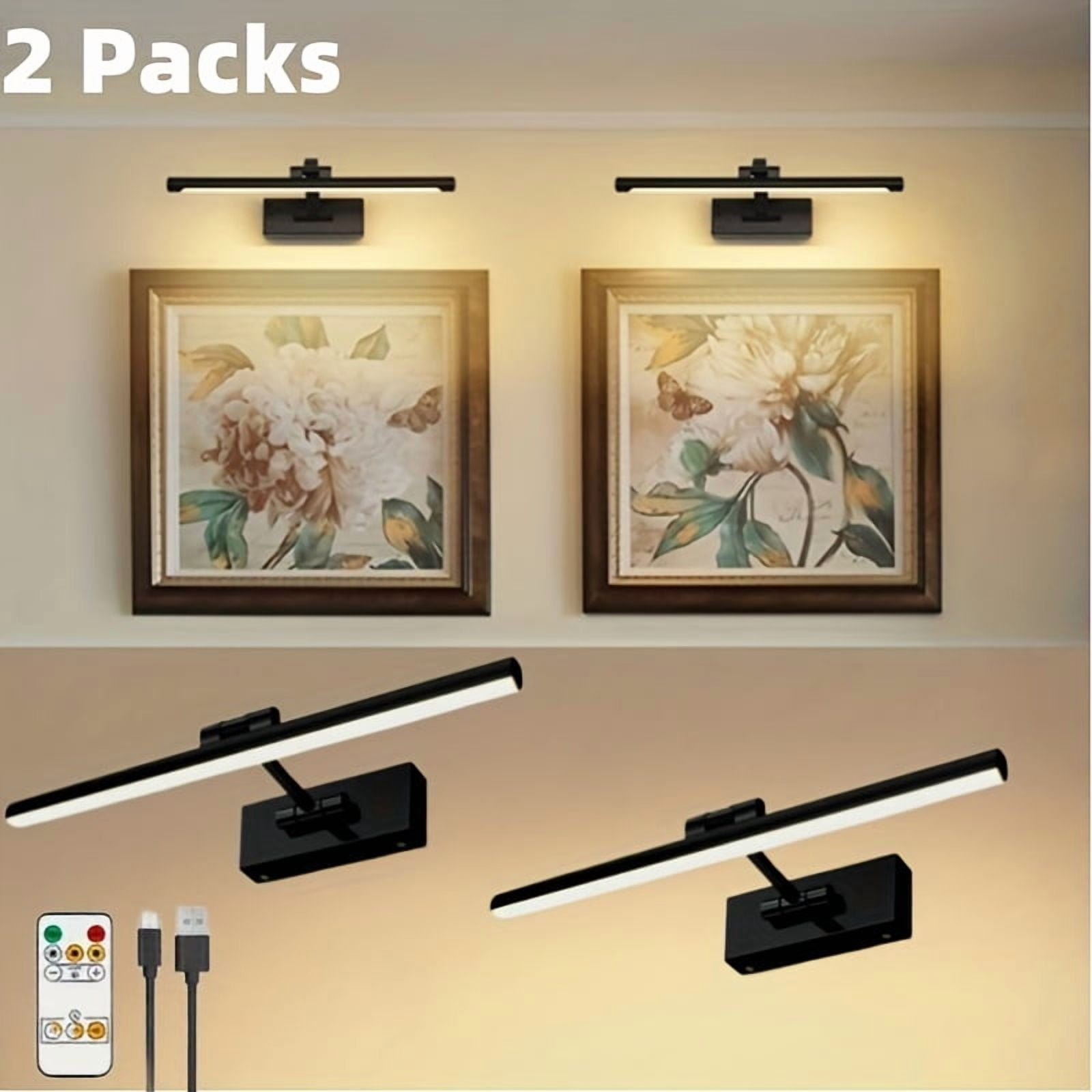 Picture Light, 16'' Wireless Battery-Powered Wall Light with Adjustable ...