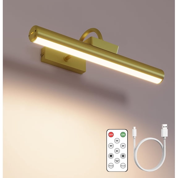 Picture Light  Operated,  Art Light for Paintings, Dimmable 5000mAh Recharging  Picture Light with Remote Control for Wall, Gallery Dartboard Art  (-1Pack)