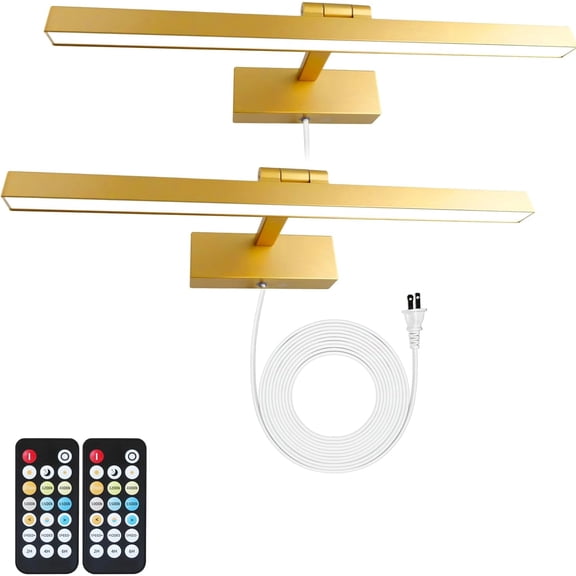 2PCS 16" Picture Light for Paintings, Plug in 6W Remote Control Wall lights for Painting, 3 Color Temperatures Paintings Light Dimmable Art Lights for Display, Wall, Artwork, Gallery
