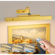Picture Light for Wall, 12" Rechargeable Wireless Battery Operated Painting Lighting, Dimmable LED with Remote 3CCT for Wall Art Gallery Display Gold