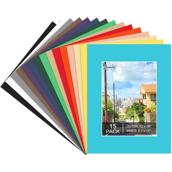 Picture Mats 12x16 Mixed Color Frame Mattes 15 Pack