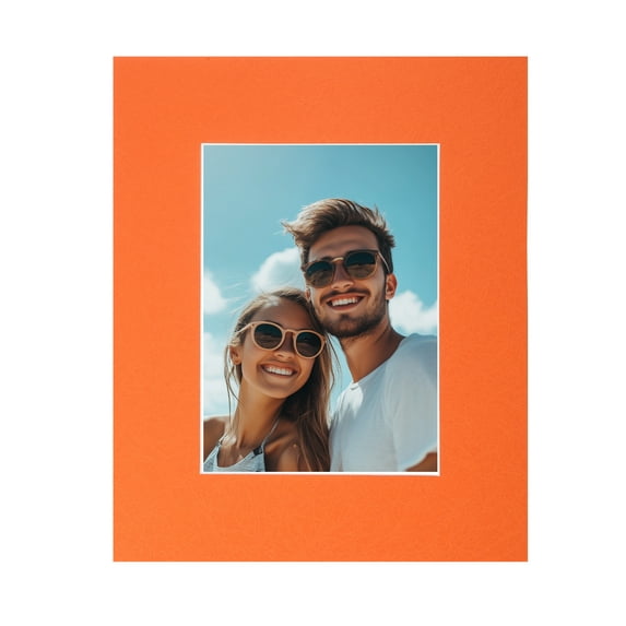 Uxcell 1 Sets Picture Mat 8"x10" Bevel Cut Frame Mattes with Backing for Display Art Measuring Orange