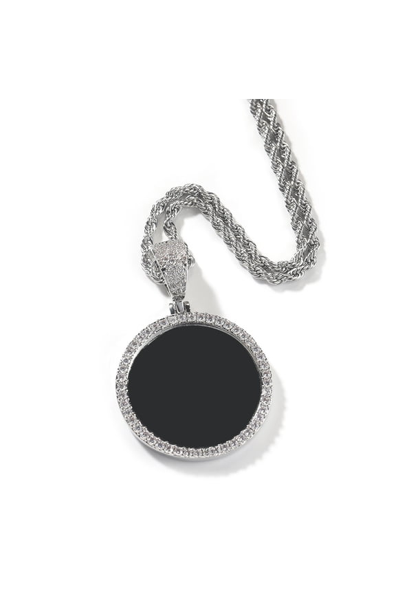 Picture Necklace 18K Gold Plated Personalized Photo Pendant for Men Customized Necklaces for Women Memory Medallion Pendant W/Tennis/Cuban/Rope Chain Dog Tag Necklace Hip Hop Jewelry